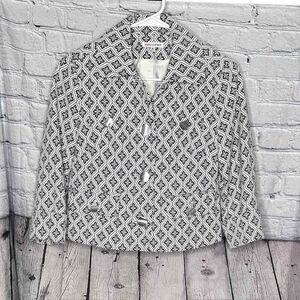 Georgiou Studio White/ Black Printed Blazer Jacket - Size 4
